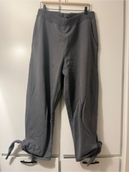 Tibi Pants - Tibi Gray Elastic-Waist Ankle-Tie Sweatpants